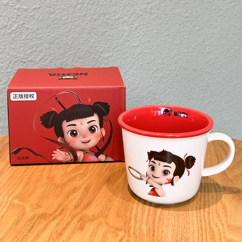 Nezha Ceramic Mug Couple Birthday Gift Cute Children Cartoon Drinking Cup Office Milk Coffee Cup 330ml