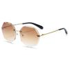 Polygon Metal Rimless Cut-Edge UV Protection Sunglasses for Women
