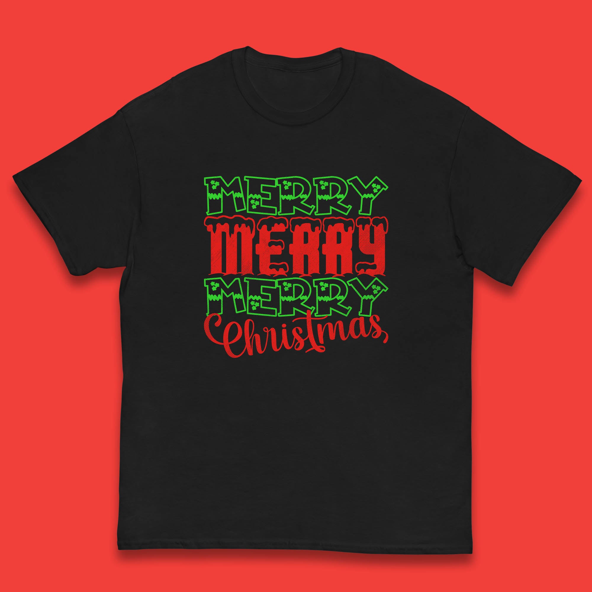Merry Merry Merry Christmas Kids T Shirt Christmas Top 160