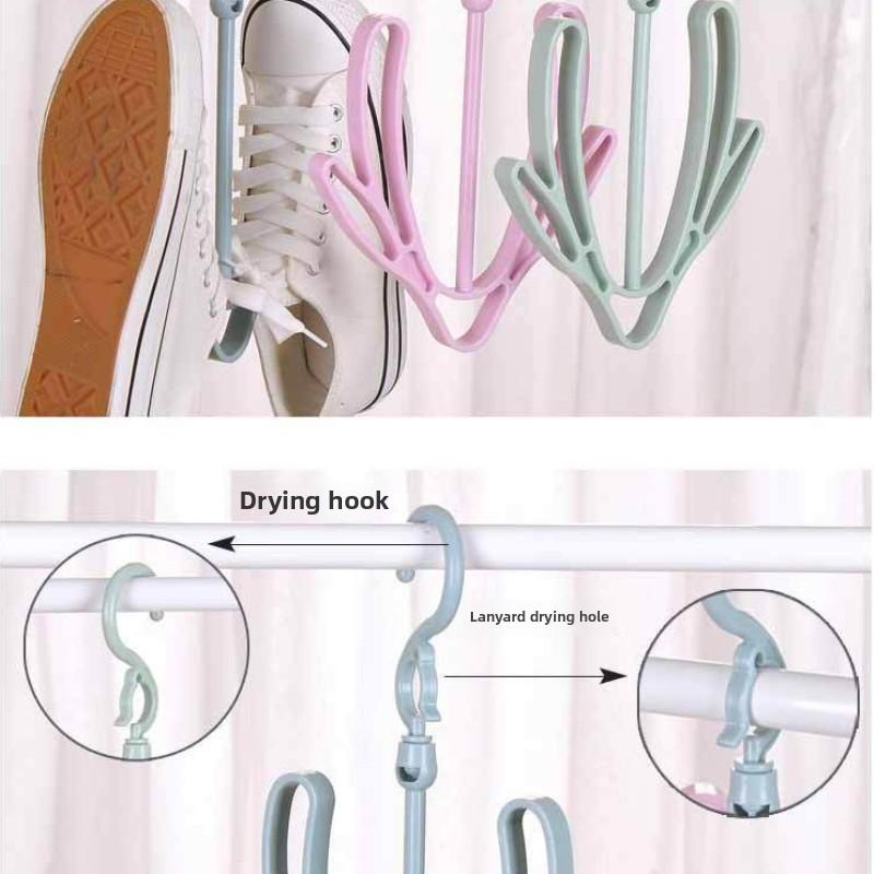 Creative Windproof Shoe Rack Double Hooks Balcony Drying Organizer Multi-Functional Storage Hanger Clothes Durable Space Saving