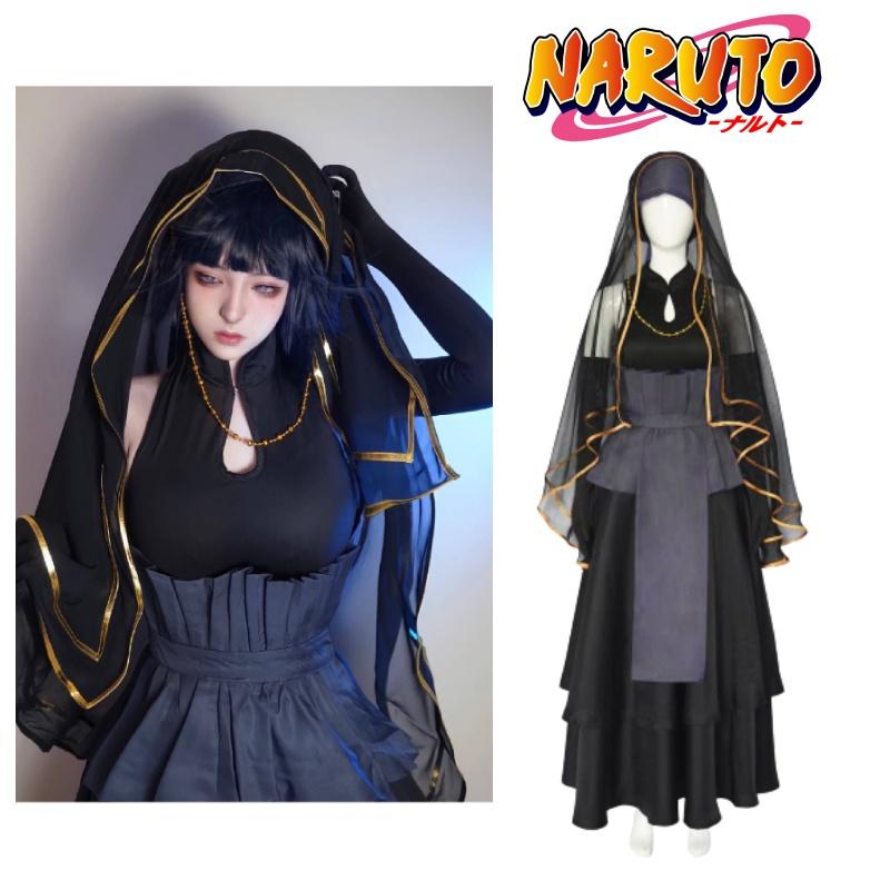 Hyuuga Anime Naruto Hinata Wedding Dress Set Veil Necklace Sleeve Cosplay Outfit