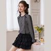 Women's Lace Patchwork Plaid Blouse