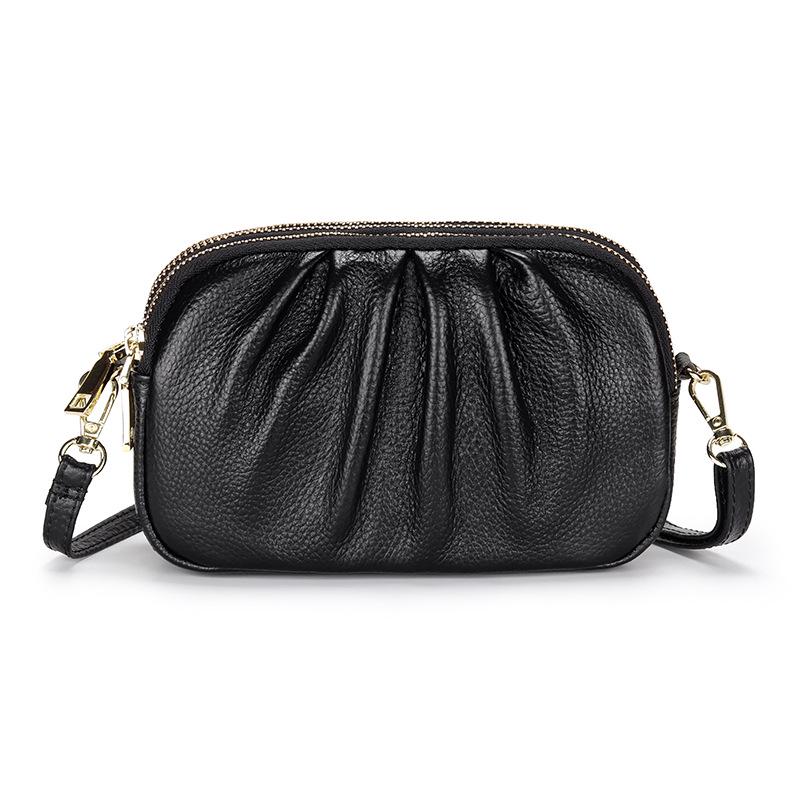 2026 Women's Genuine Leather Pleated Crossbody Bag – Versatile, Soft, Large Capacity, Fashionable Shoulder Bag