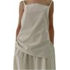 Summer new cotton and linen sling vest French casual sleeveless loose and comfortable zipper top, square neck shirt outside