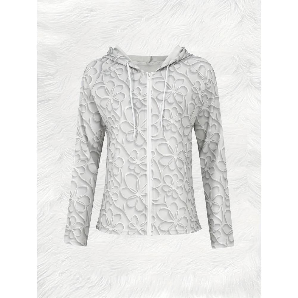 Spring and Autumn casual style Floral Pattern Print Design White women's casual jacket