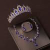 Blue Diamond Crown Bridal Headwear Main Wedding Necklace Three Piece Crown Set