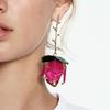 Alluring Long Floral Patterned Earrings Sophisticated Long Floral Earrings for Women Evening Party Fashion Ear Pendant