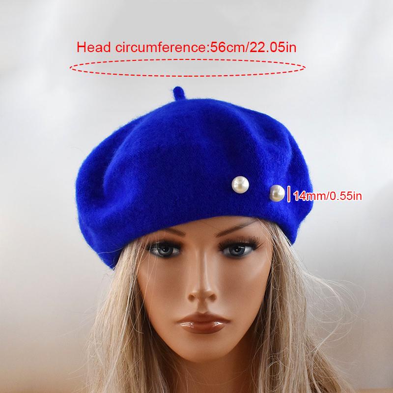 56cm Malířská čepice Lehký Perlový Baret Retro Kšiltovka Vintage Tenká Vintage Vlna Francouzská Dámská Podzimní