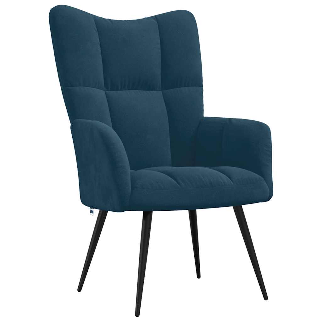 Vidaxl Armchair, Blue, Upholstered In Velvet