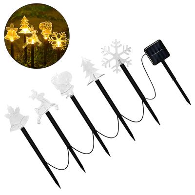 5Pcs Christmas Ambience Lights 400mAh Solar Christmas Lawn Stake IP65 Waterproof Lamp Acrylic New Year Garden Decoration