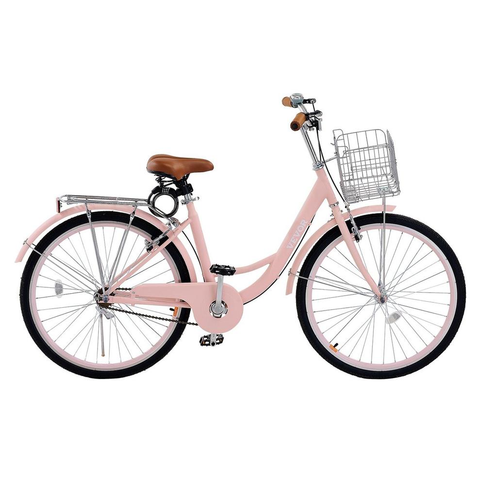 26-Zoll Cruiser Fahrrad 1-Gang Rosa Beach Cruiser Fahrrad mit Korb
