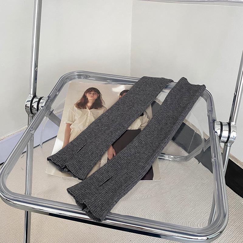 Petrolfarbene einfarbige lange fingerlose Damen-Armstulpen aus gestrickter Wolle - Warm und kältefest