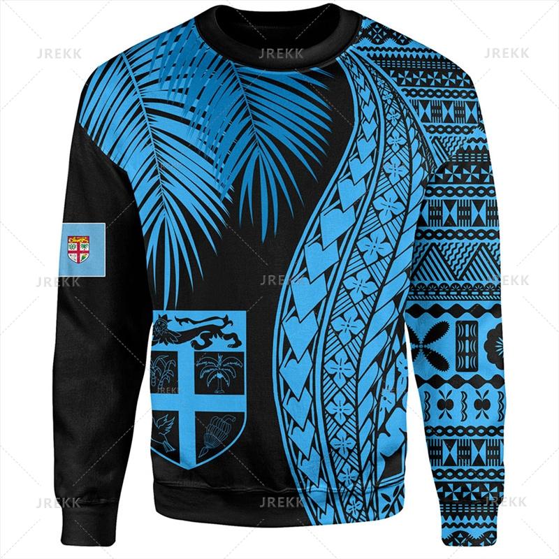 Autumn 3D FIJI National Flag Printed Hoodies Fashionable Casual Sports Long Sleeved Men's Hoodies