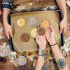 Zinc Alloy Cookie Stamps 3" Round Press Mold Biscuit Mould with Wooden Handle Decorating Supplies for DIY Baking Cake Pastry