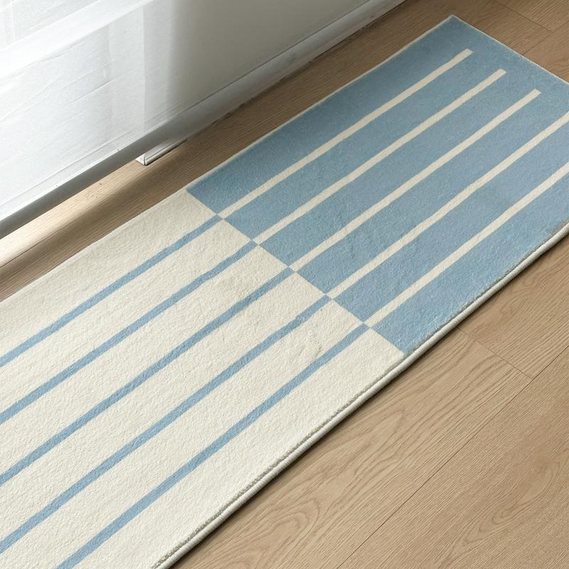 Striped Grid Printed Carpet, Anti Slip Washable Floor Mat, Bedroom Entrance Minimalist Floor Mat, Home Decoration