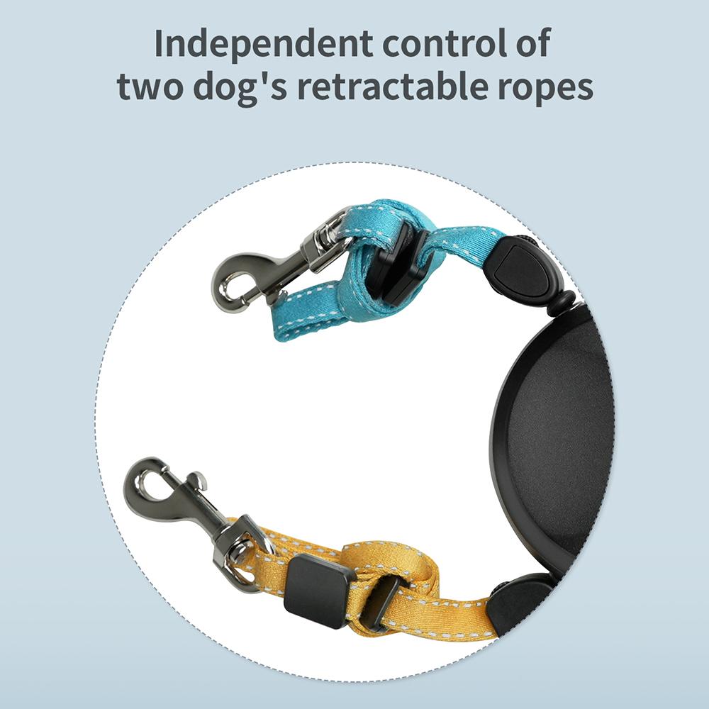 

BENWIS HA-DWL-2 Dual Retractable Pet Leash Dog Walking Traction Rope with LED Flashlight Black