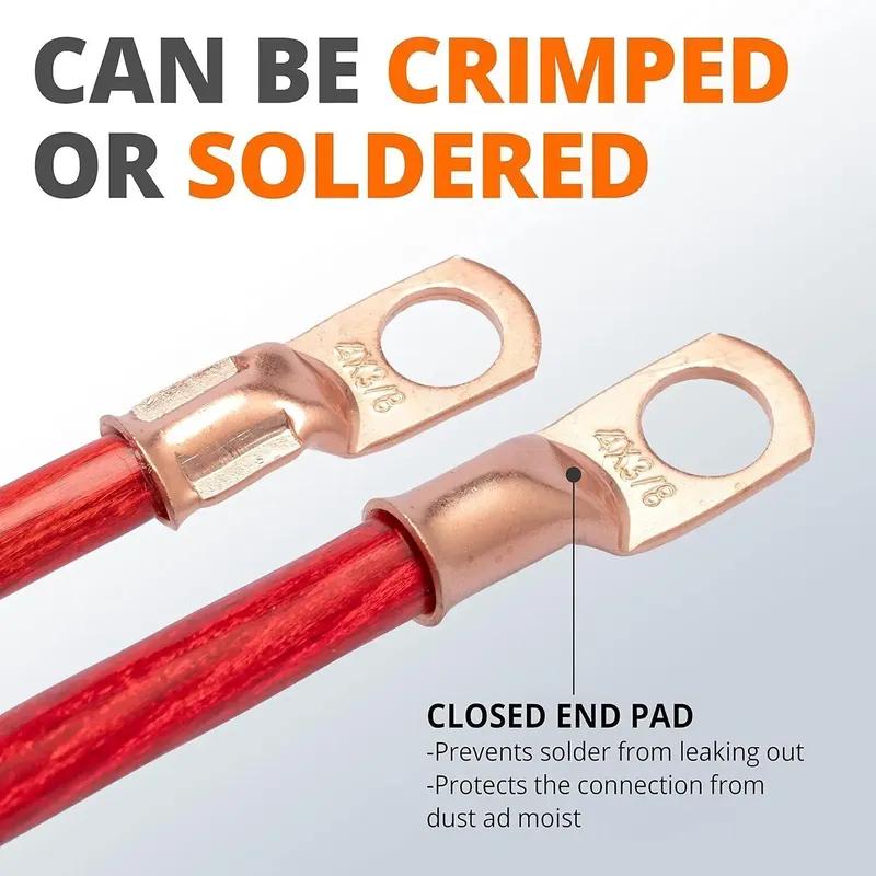 20pcs Copper Terminal Connectors, AWG 2 M6 M8 M10 Ring Lug Kit With Shrink Tubing 10 Battery Cable Lugs, With 10 Shrink Tubing