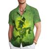 3D Print St Patrick Green Hawaiian Shirts For Men Casual Short Sleeve Button Up Surfing Shirt Tops Men's Beach Shirts Clothing