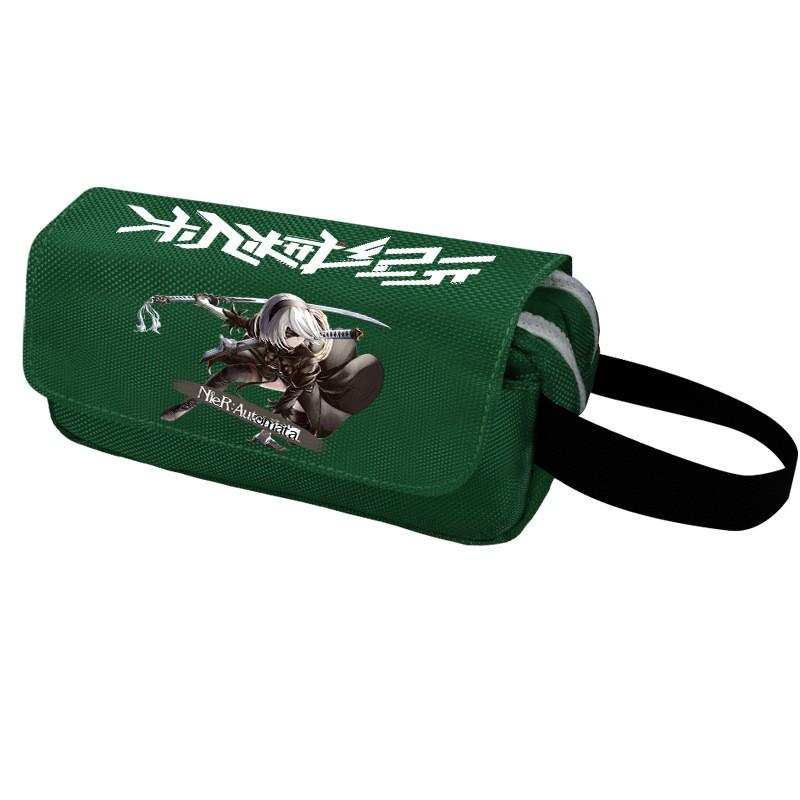 2B Anime Pencil Case Double Zipper Canvas Stationery Organizer Students School Supplies