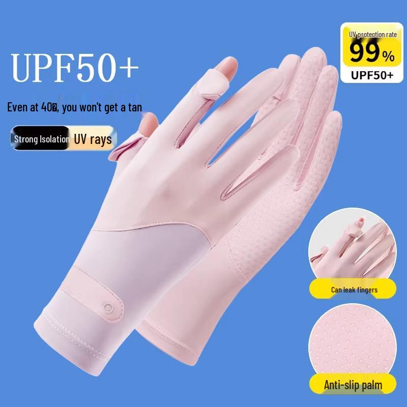 Ice Silk Breathable UV Protection Gloves, Unisex, Spring/Summer, Lightweight, Non-Slip, Touchscreen-Friendly, Two-Fingerless, Ideal for Cycling