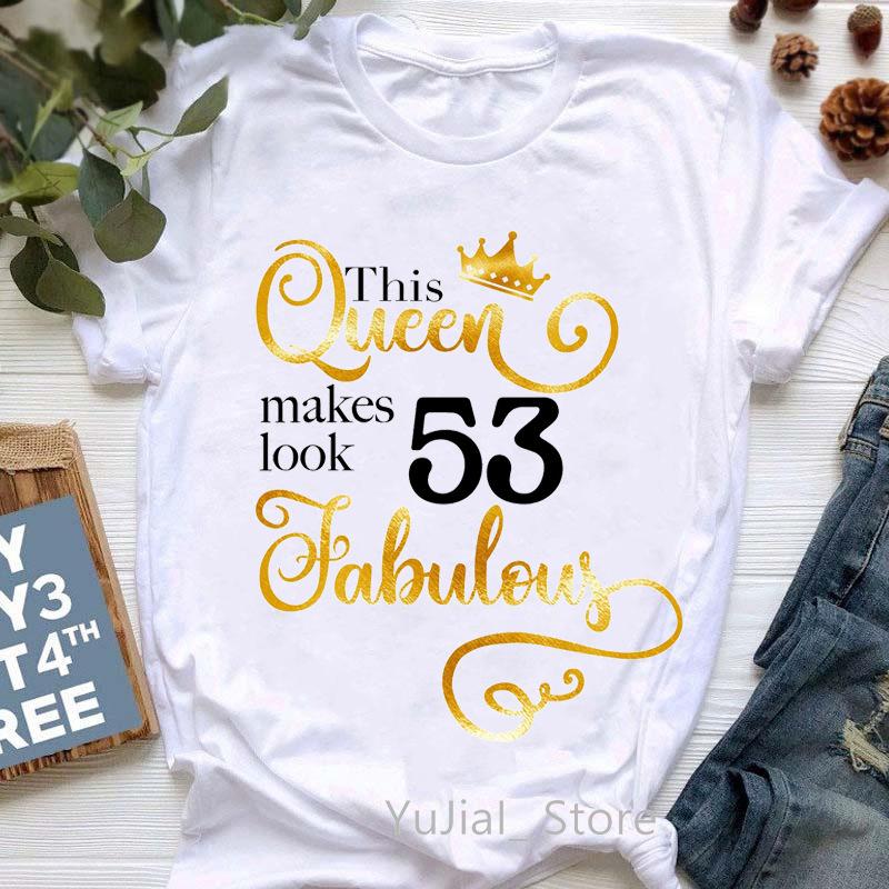 Europe and The United States Womens 50th Birthday Blouse Half Sleeve A Generation of Hair Tshirt Crewneck Tshirt Women Tops