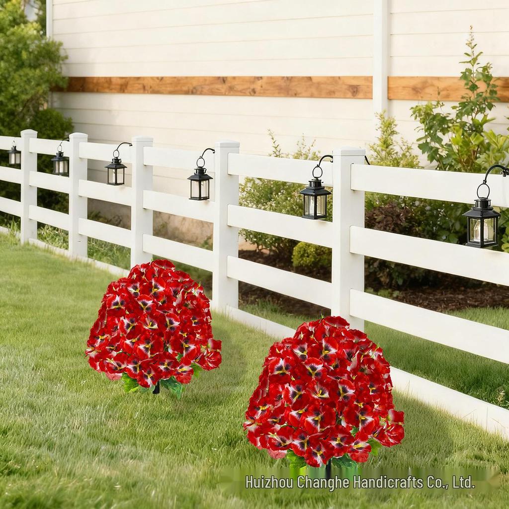 Künstliche Stiefmütterchen Schmetterlingsblume Gartenspieß für Außendekoration