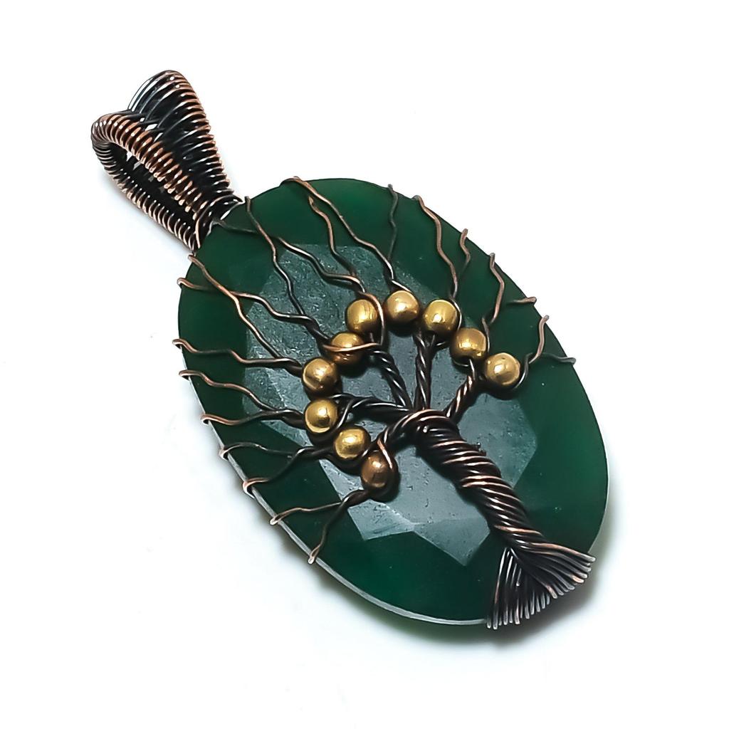 Emerald Pendant, 999 Copper Wire Wrapped Pendant Gemstone Jewelry, Handmade Pendant Amazing Jewelry, Gift For Her