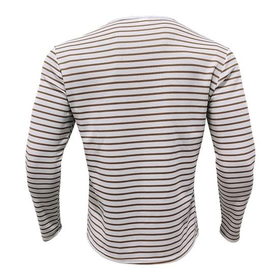 Herbst Frühling Herren Top V-Ausschnitt Streifendruck Farblich passende Langarm Pullover Mittellanges Freizeithemd für den Alltag