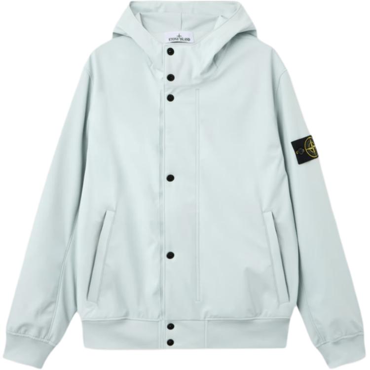 Stone Island Collection Printemps Été SS26 Veste Ample à Capuche avec Fermeture Éclair et Boutons, Poches Latérales et Logo sur la Manche Gauche L1S154100118S0A22-V0041 S