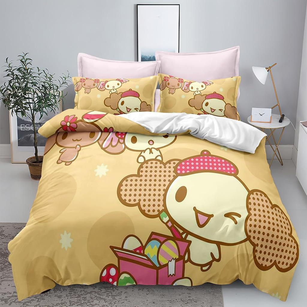 Sanrio Pom Pom Purin Cinnamoroll Bettwäschesets Bettdecke Steppdecke Bettbezug Bettbezug Kissenbezug 2-3-teilige Sets Kinder Erwachsenengröße