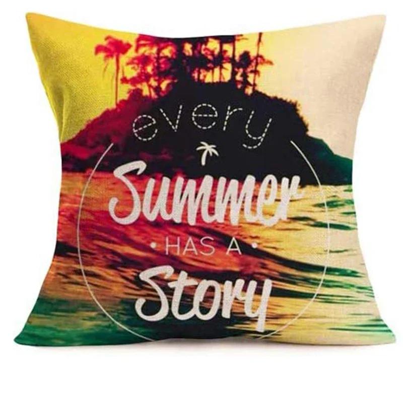 Sunset Beach Sunset Printing Linen Pillowcase Sofa Cushion Cover Home Decoration Can Be For You 40X40 50X50 60X60