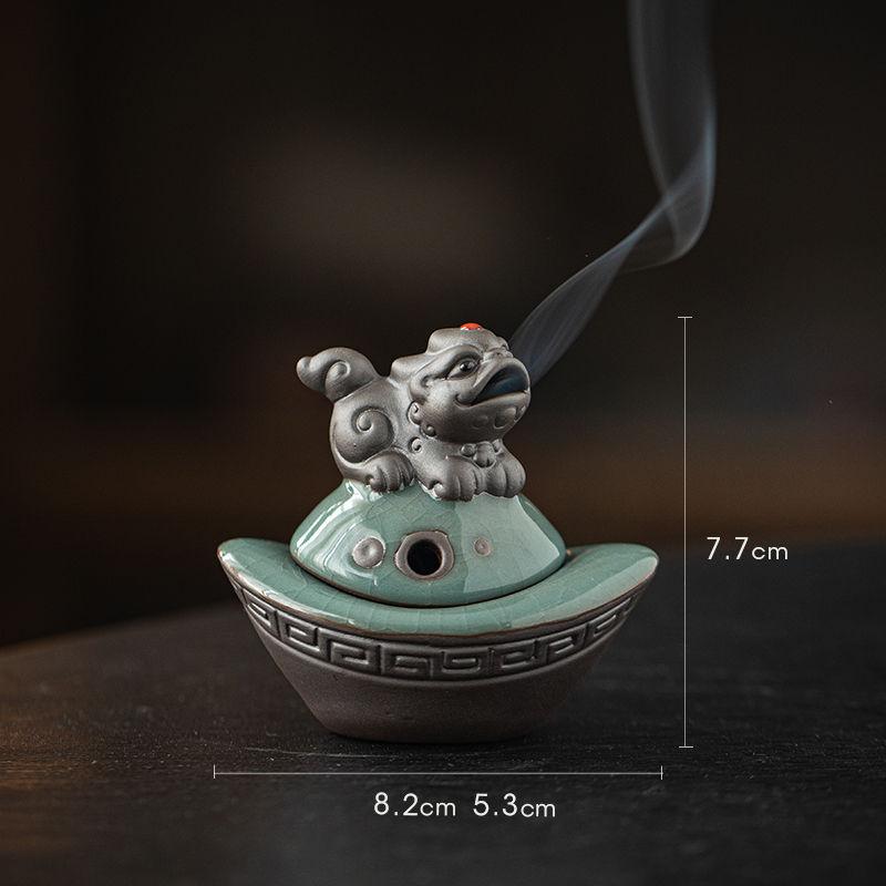 Chinese Pixiu Mini Incense Burner - Feng Shui Wealth Luck Decor for Home Office, Meditation & Zen Altar Use