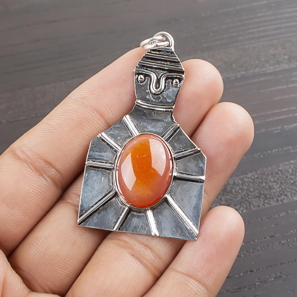 

Natural Carnelian Gemstone 925 Sterling Silver Jewelry Designer Pendant 2.2 AJP-1963