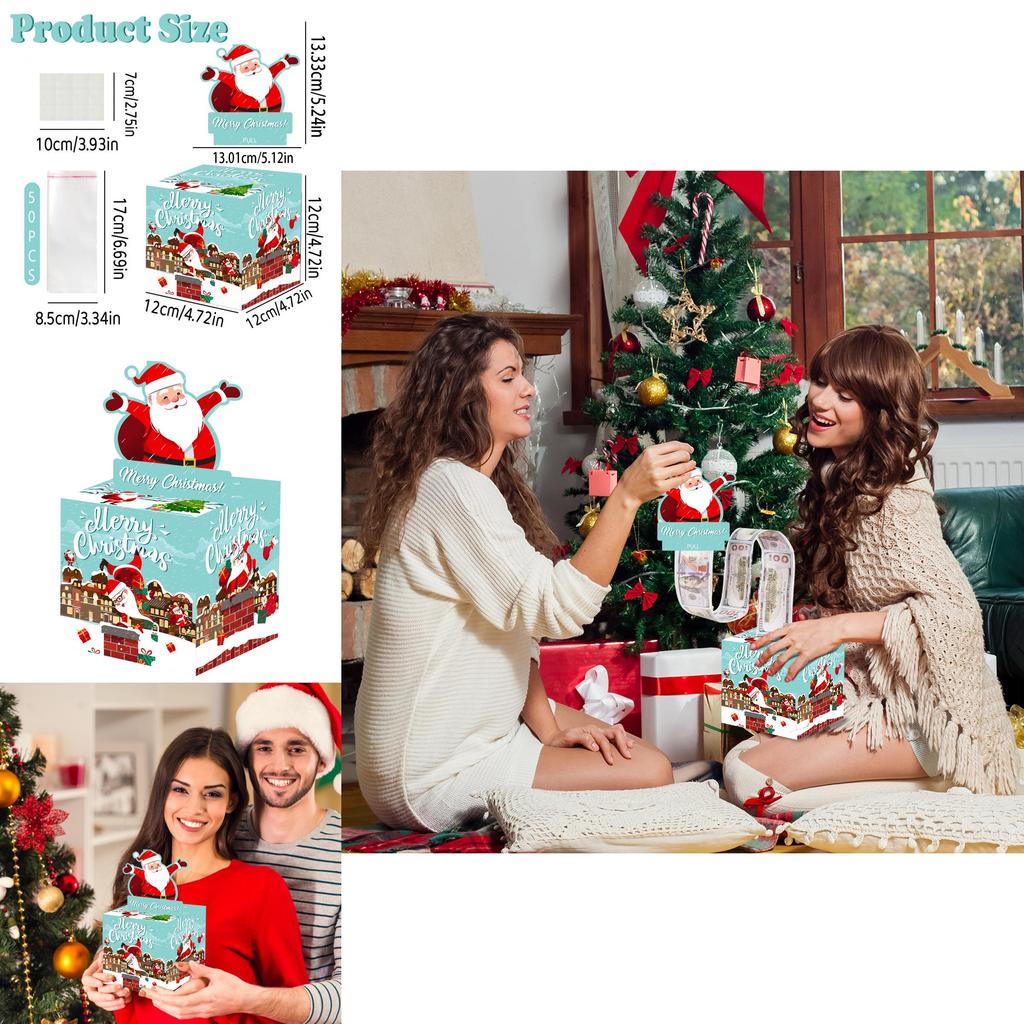 Christmas Santa Blue Holiday Scene Prop With Surprise Money Container For Party Decorations