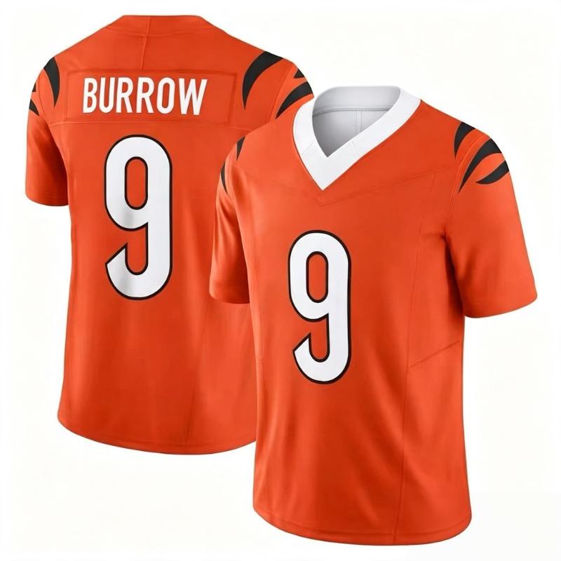 Men Cincinnati #9 Joe Burrow Black Home Football Jersey V Neck Short Sleeve Jersey Fans Daily Sports Family Matching