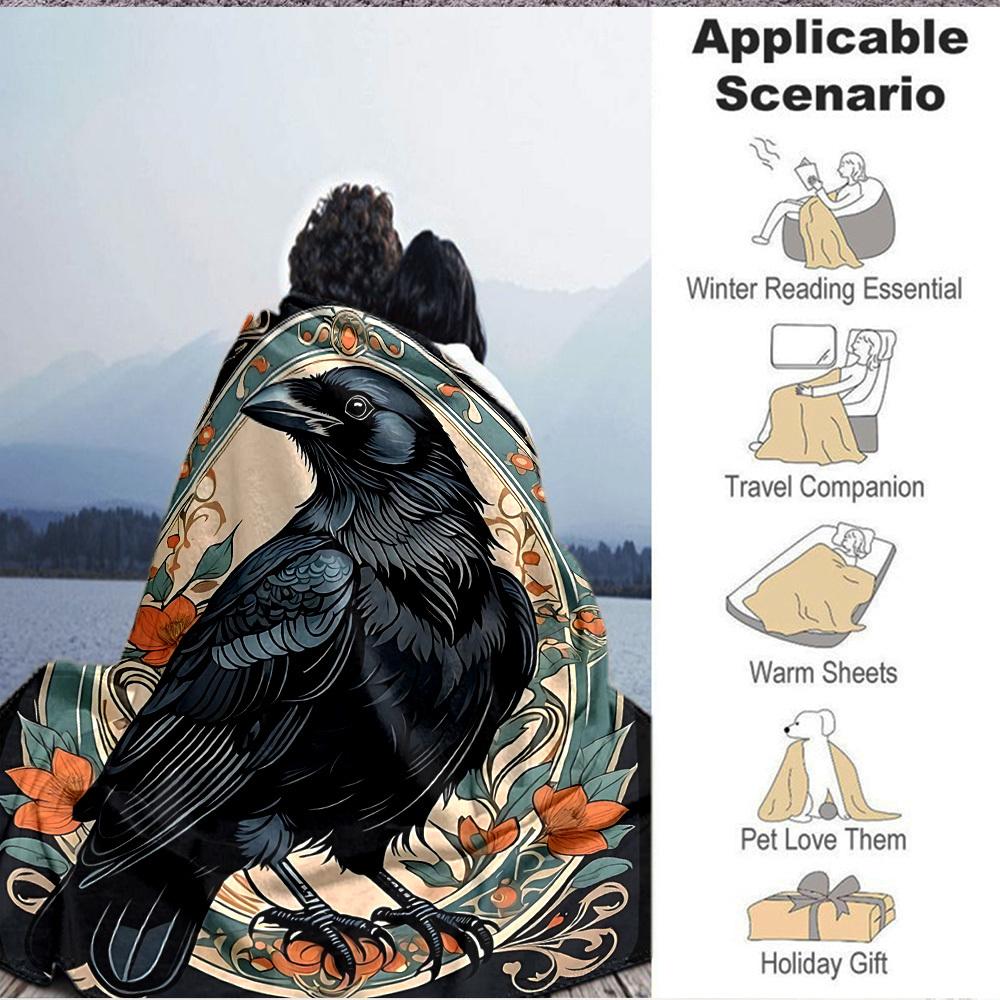 1PC Raven Ornament Blanket, Throw For Sofa, Bed, Travel, Printing Blanket With Soft And Warm Fabric yy250918141