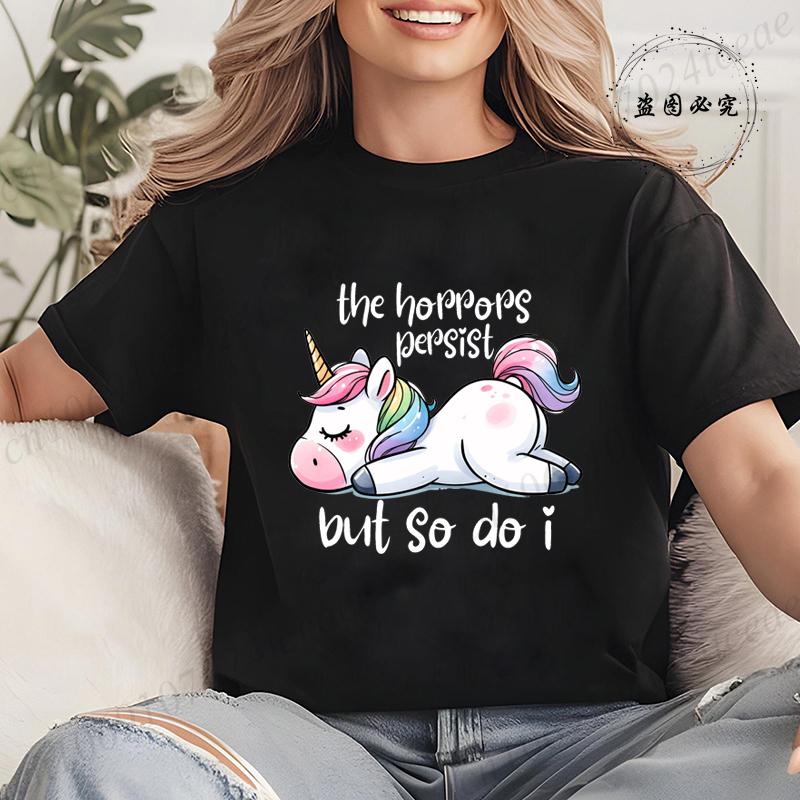 Funny Unicorn Women Summer T-Shirt First of All I'm A Delight Graphic T Shirt for Women Fashion Casual Sarcastic Tee Shirts Tops