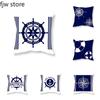 Nordic Dark Blue Nautical Series Pillow Cover Sofa Decorative Cushion Home Decor Compass Anchor Starfish Shell Ornament