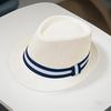 (One Size, White) Men Fedora Hat Tree/Webbing Pattern Panama Jazz Cap Summer Outdoor Sun Protection Sun Hat