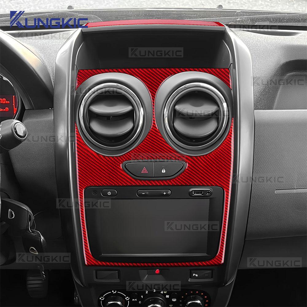 Real Soft Carbon Fiber Sticker For Dacia Duster 2014 2015 2016 2017 2018 LHD RHD Car Central Control Screen Trim Accessories