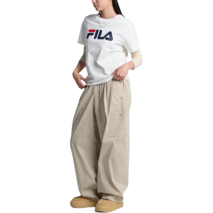 FILA Quick Dry T Shirts Unisex White/Ecru Crew Neck Moderate Straight Fit FS262RS01X018-OWH