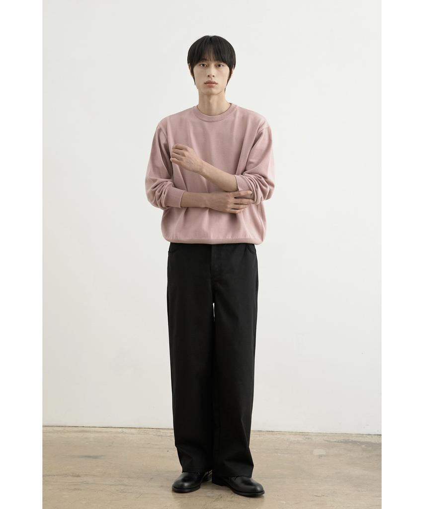 WHOLOVESART Structure Wide Cotton Chino Pants Black