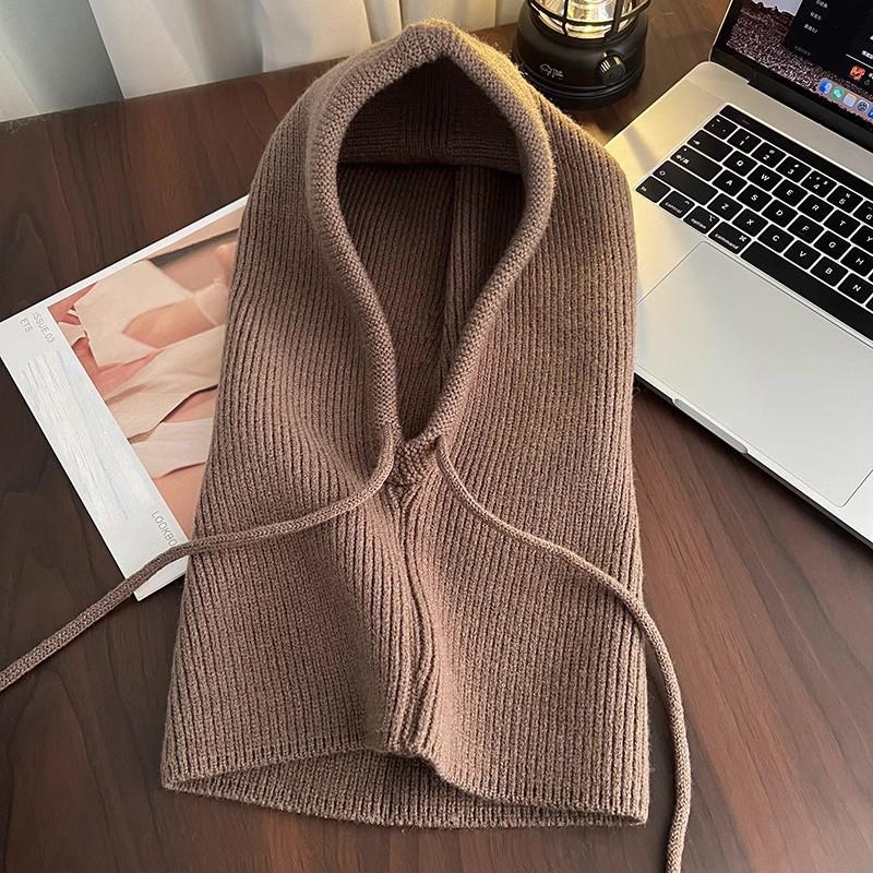 Korean Balaclava Hat Women'S Winter Warm Hat Scarf Couple Style Wool Knitted Hat