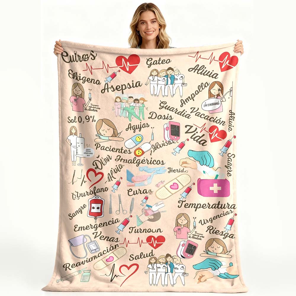 1Pc Personalized Nurse Gift Blanket Custom Medical Nursing Themed Flannel Throw Blanket For Healthcare Workers Rn Lpn 100cmx70cm