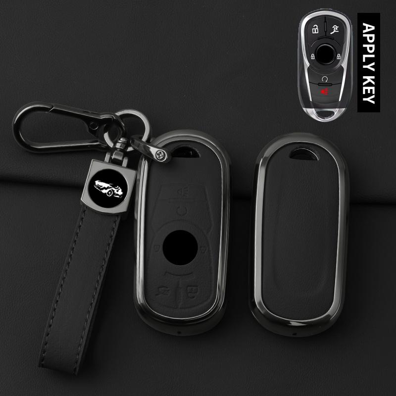 Metal Leather Car Key Case Cover For Buick Encore Envision Excelle Lacrosse Regal Verano Gx Gl6 Protected Shell Fob Accessories