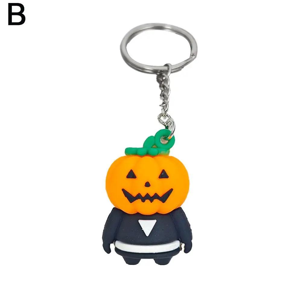 Halloween Cute Cartoon Jack-o '-lantern Ghost Car Keychain Pendant Ornaments Interior Rearview Decoration Mirror Accessories