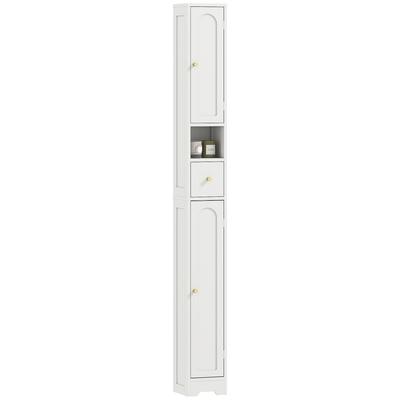 185 Cm Tall Bathroom Cabinet with Arched Doors - White