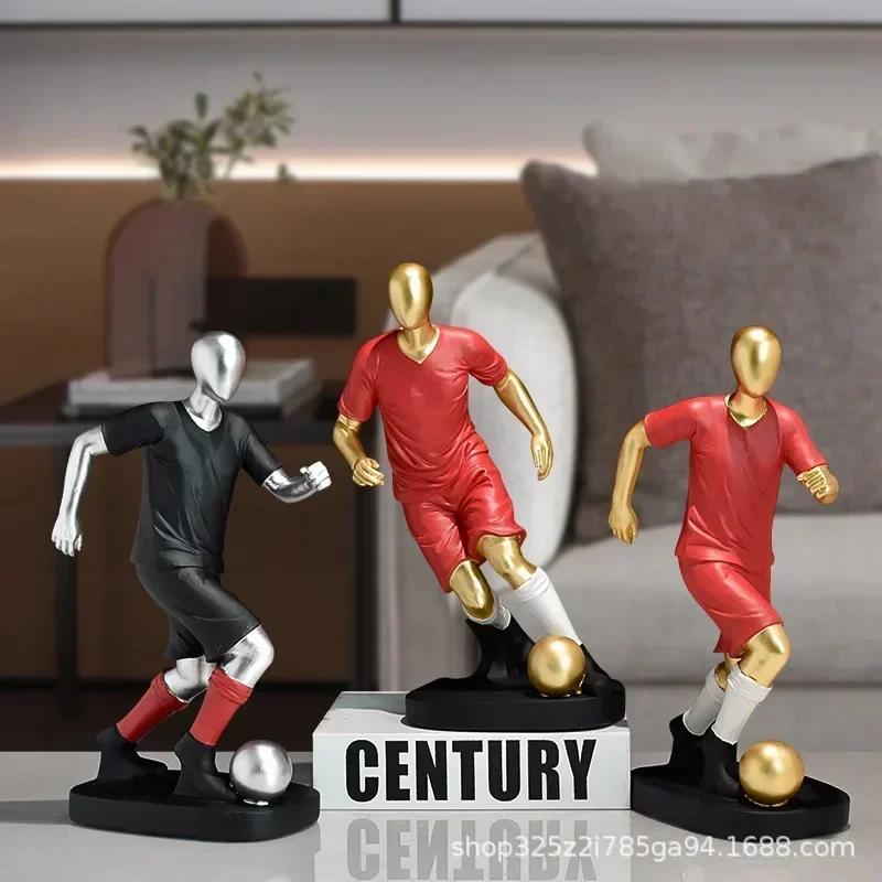 30cm Gold/Silver Football Player Action Figures Resin Statue Crafts Model Home Room Table Decoration Ornaments Collection Gift