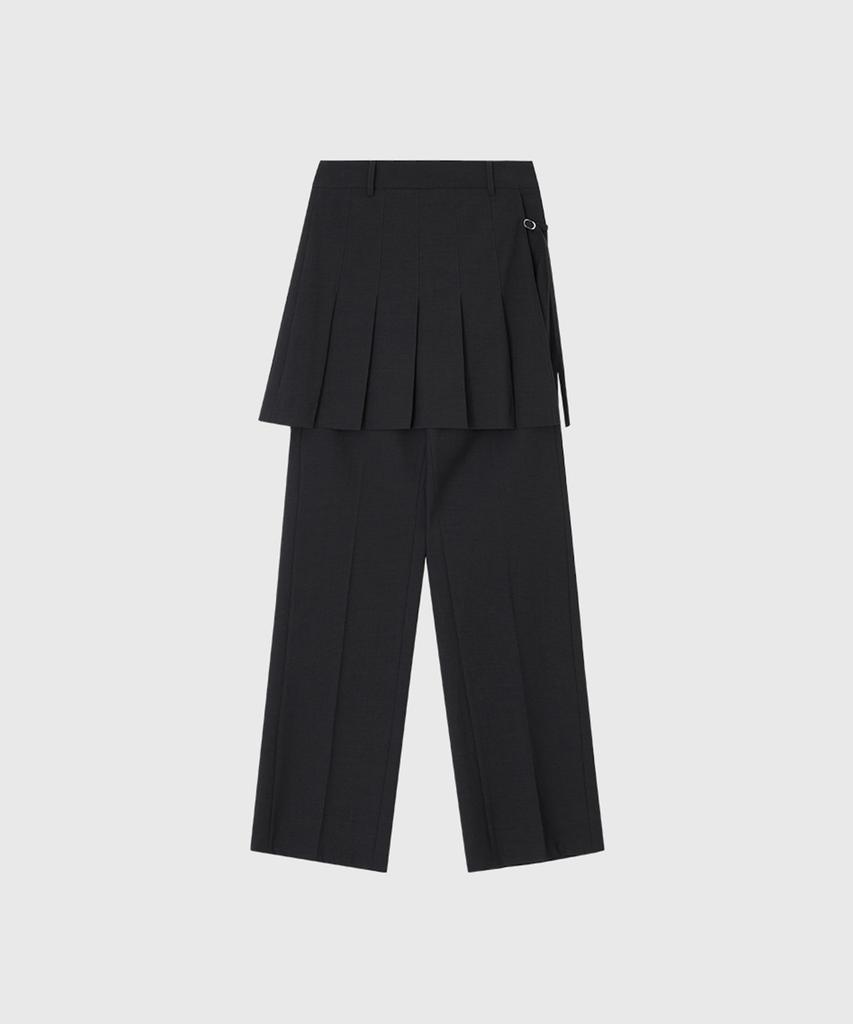 Lugkaeseuteu Bolin Pleated Layered Pants_Charcoal
