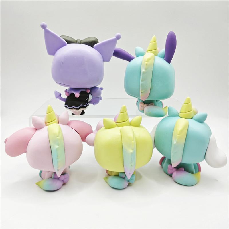 Rainbow Unicorn Sanlio Model Cake Decoration Festival Doll Gift
